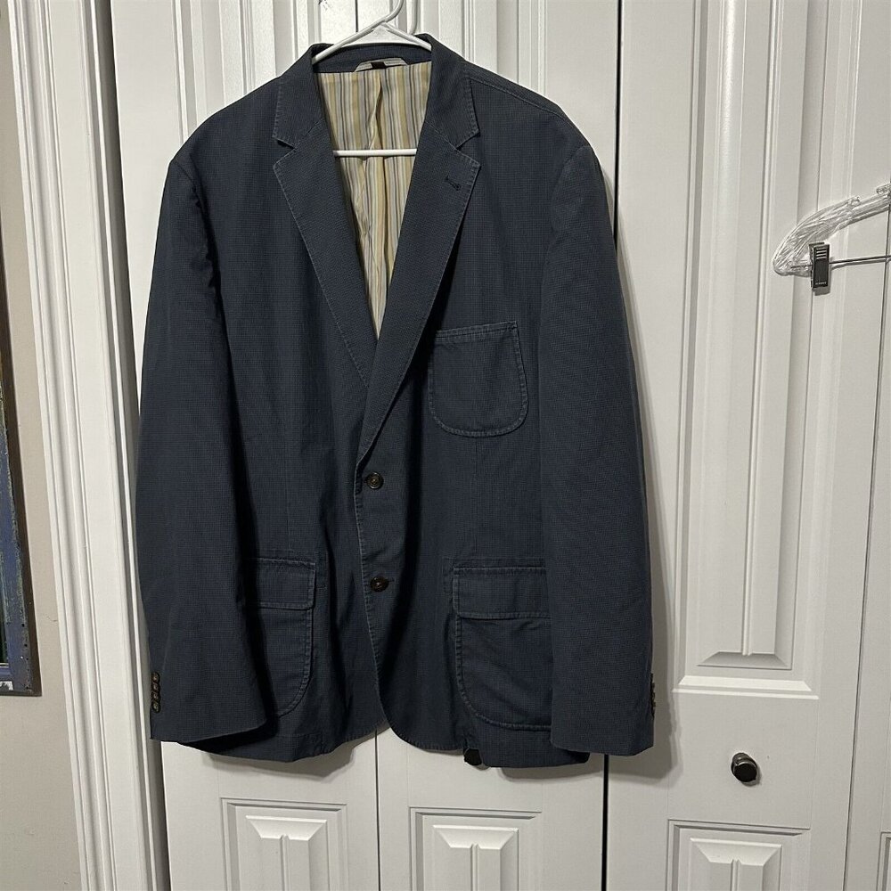 Kroon Blazer Sport Coat Jacket Mens 50R Blue Check Harrison Casual Double Vented